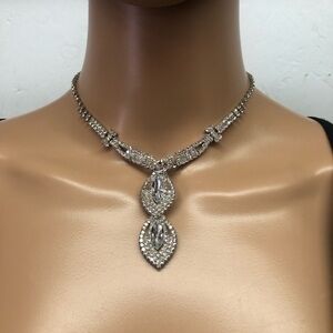Christina Signed Clear Rhinestone Négligée Choker Necklace Vintage